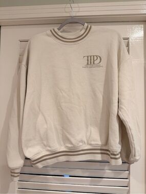 Taylor Swift Cream Sweatshirt with Beige Stripe Accents